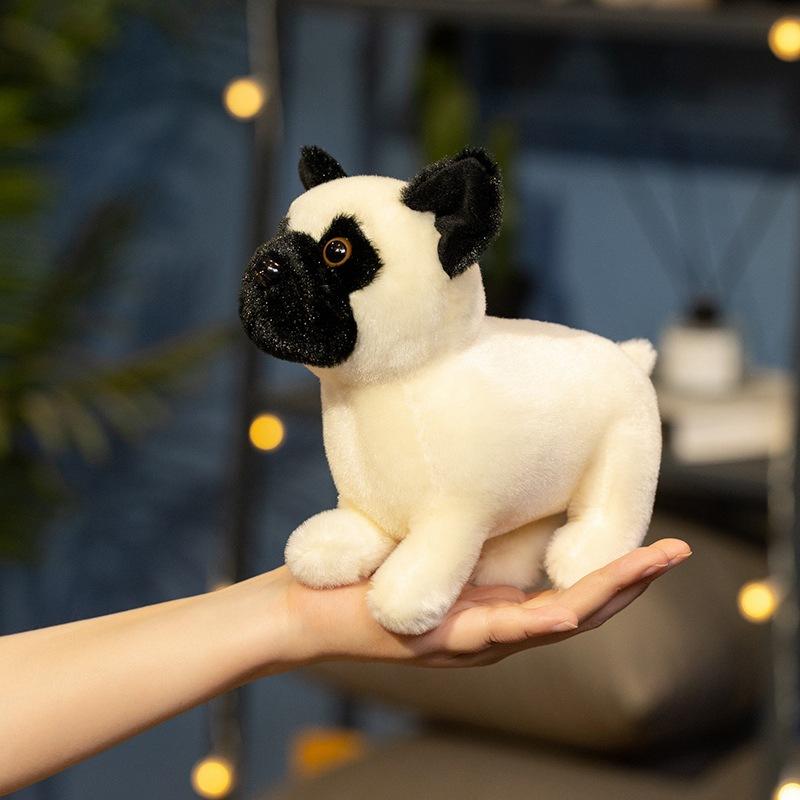 Cute Standing Black Puppy Dog Doll Plush Toy Bulldog Doll Boy Soothing Doll