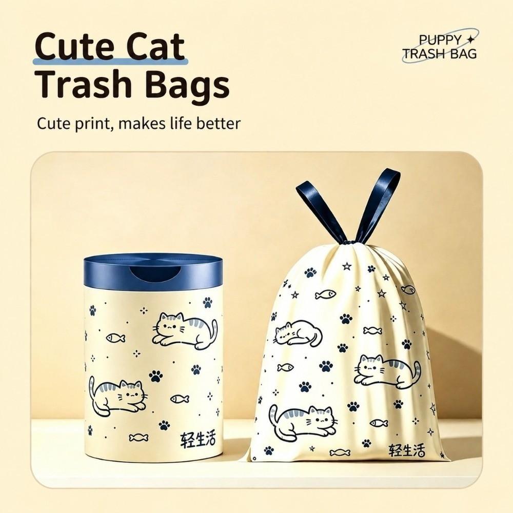 50Pcs/Roll Cartoon Printed Disposable Garbage Bags Tear-Free Plastic Cleaning Bags Kitchen
