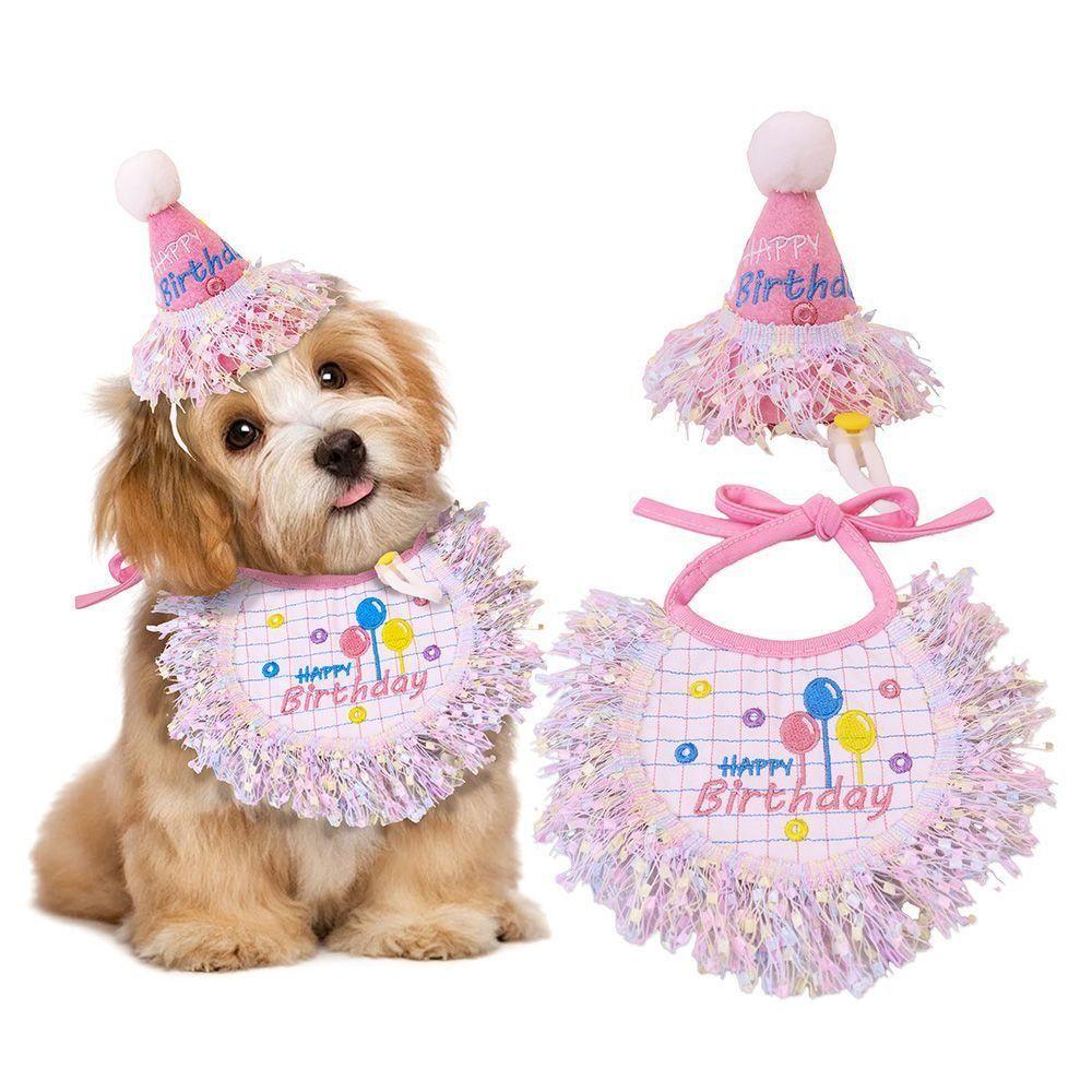Double-sided Pattern Pet Scarf Anti-saliva Polyester Pet Tassel Party Scarf Tassel Design Birthday Celebration Atmosphere