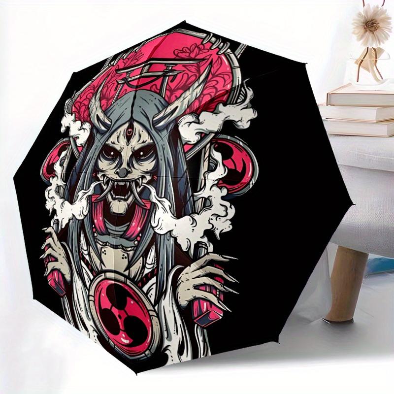 1pc Skull Auto Open/close, All-Season Portable Folding Umbrella for Women & Men, Travel, Everyday, Formal Events - Compact Luxury Parasol, Outdoor Acc