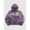 Oversized Hooded Sweatshirt With Skull Print Streetwear Unisex Loose Fit Casual Top