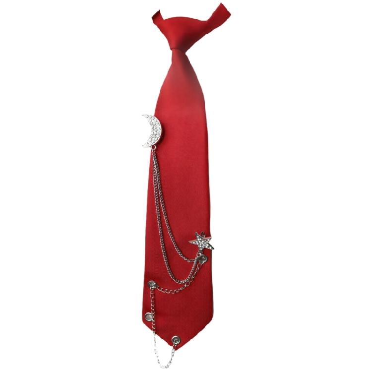 Student Pre Tied Neck Ties Preepy Look Rhinestones Star Metal Chain Dark Tie Cravat Neck Wear Accessories