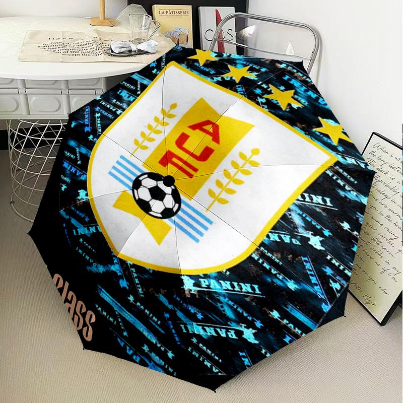 1PC Uruguay National Football Printed Umbrella Folding Umbrella, Automatic Umbrella 8-Frame for Travel, Camping Fan Gifts Christmas Gifts