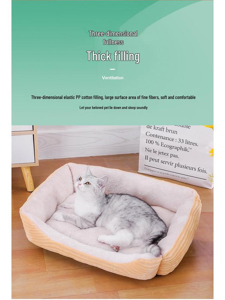 All-Season Pet Bed for Small Dogs & Cats - Winter Warmth Dog House Mat
