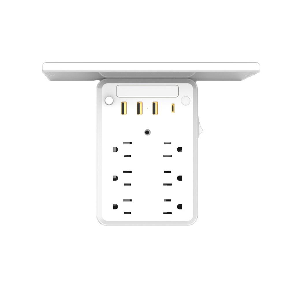 

US Plug Wall Socket Electrical Power Strip with 6 AC Outlets 3 USB Ports 1 Type-C Ports Fast Charging Socket Hub білий
