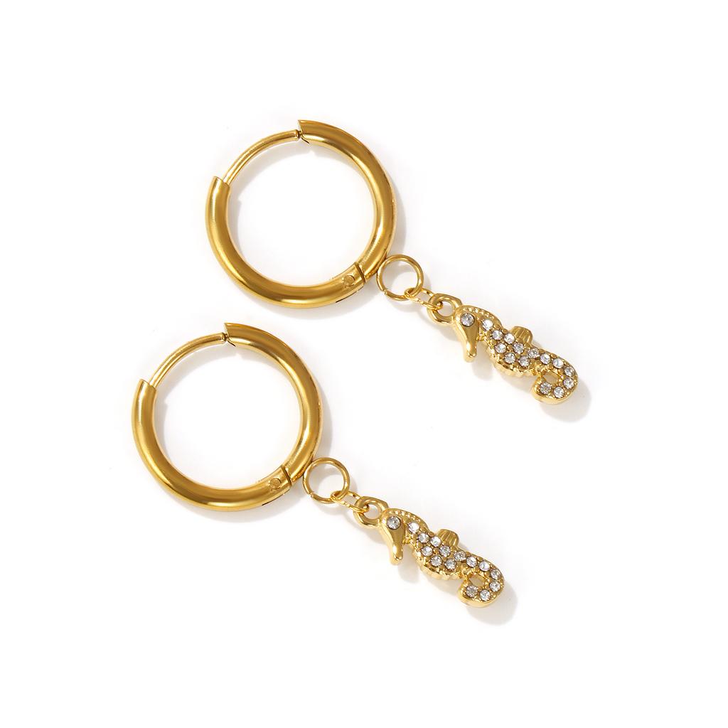 1 Paar Meeresohrringe Vergoldet 304 Edelstahl & Zirkonia Creolen Für Damen Schmuck Geschenk,Stift-/ Drahtgröße: 1 mm
