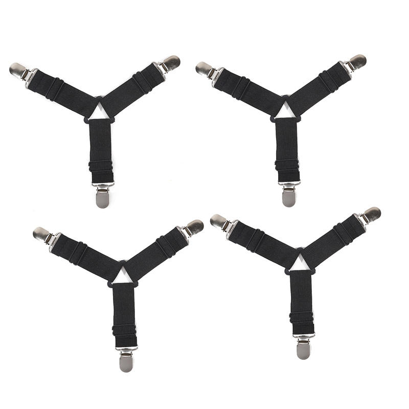 

4 Pcs Adjustable Bed Sheet Gripper Set For Mattress Cover Blanket And Quilt Fixing Daily Use One Size чёрный
