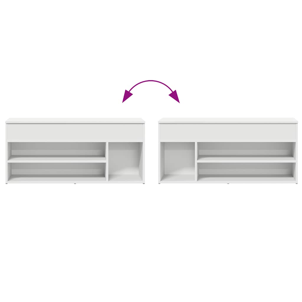 Shoe Bench White 102 x 30.5 x 45 cm Particleboard