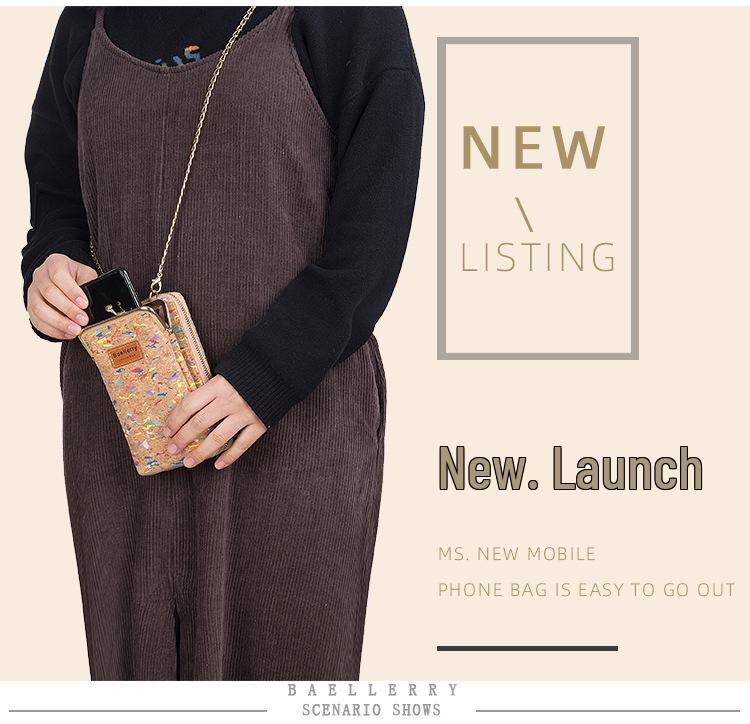 Baellerry Women's Large Capacity Crossbody Wallet - Fashion Wood Grain, Multi-Card Slot, Phone Bag, Korean Style