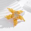 Vintage Luxury Flame Starfish Brooch Marine Life Rhinestone Premium Corsage Blazer Jacket Collar Pin Unisex Badges