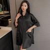 Ladies Boyfriend Style Shirt Breathable Nightgown Button Solid Back Butterfly Mesh See Through Sexy Nightgown Summer Loose Lightweight Nightwear