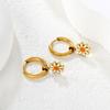 Small daisy earrings, ear buckles, fresh and sweet flower earrings, stainless steel plated 18K gold jewelry
