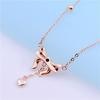 Purple Gold Bow Rose Gold Plated Fashion Colored Gold Peach Heart Collarbone Necklace