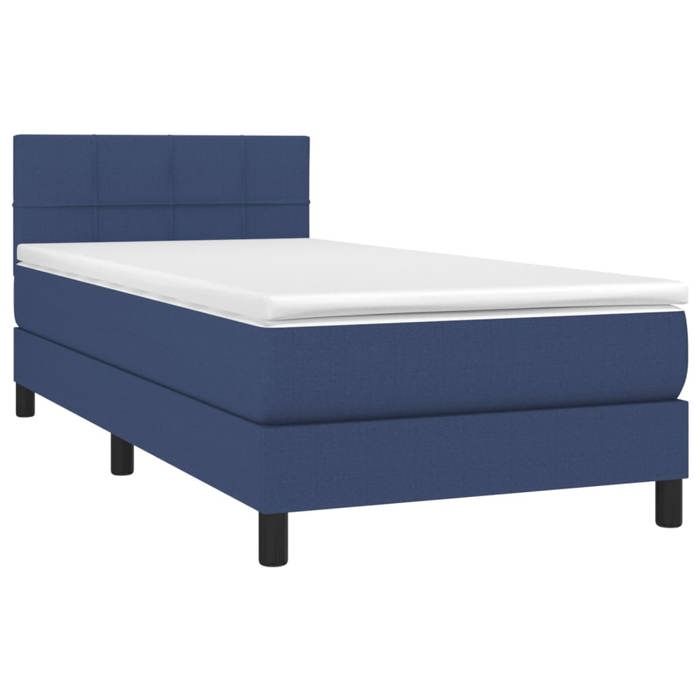 Maison Exclusive - Sommier à lattes de lit avec matelas et LED Bleu 90x200cm Tissu