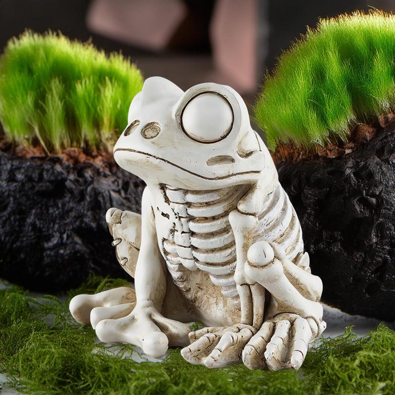 Frog Skeleton Model Frog Skull Statues Tiny Frog Sculpture Resin Halloween Animal Statue Figurine For Spooky Scene Party Favour