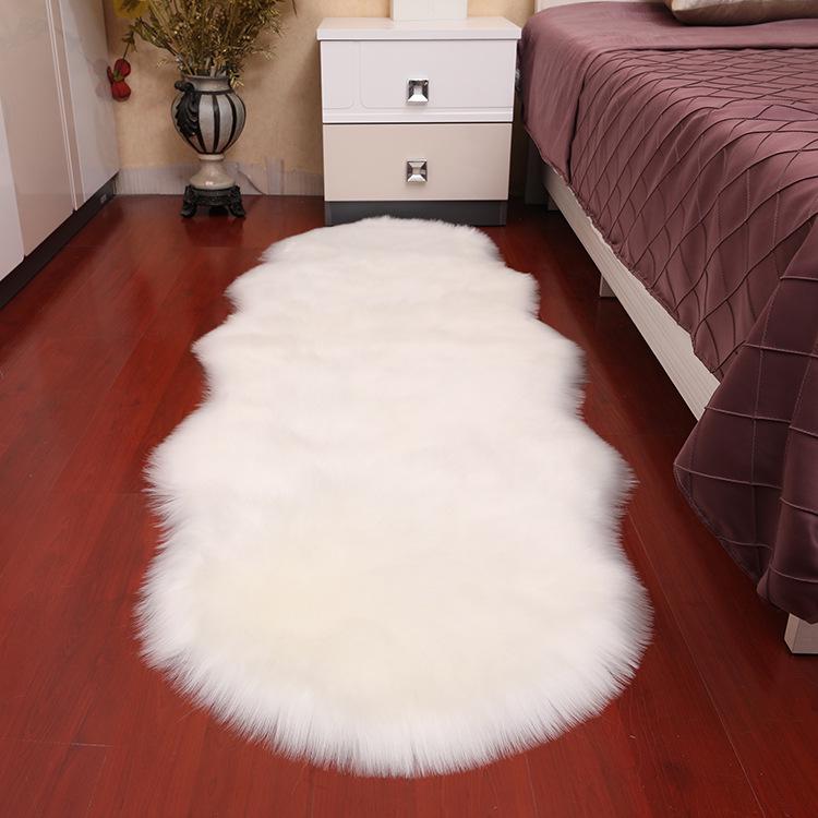 European Imitation Wool Plush Carpet - Gray and White