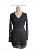 Autumn Winter Women V Neck Sexy Lace Slim Fit Long Sleeve Dress Party Mature Style French Retro Patchwork Slim Sexy Elegant Women Maxi Dress