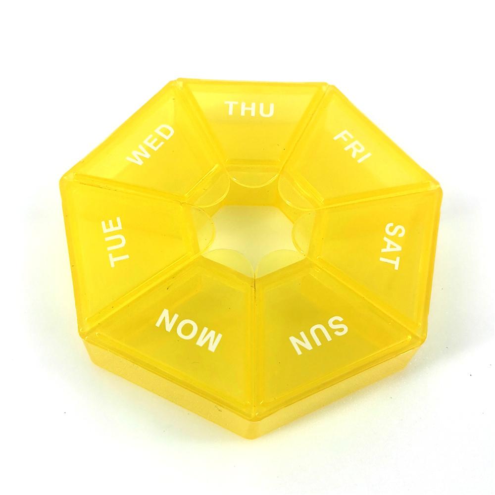 

Mini Small Portable Travel Vitamin Pill Box Pills Cases Container Organizer Storage Tablets 7 Days Grids Medicine Fish Oils жовтий