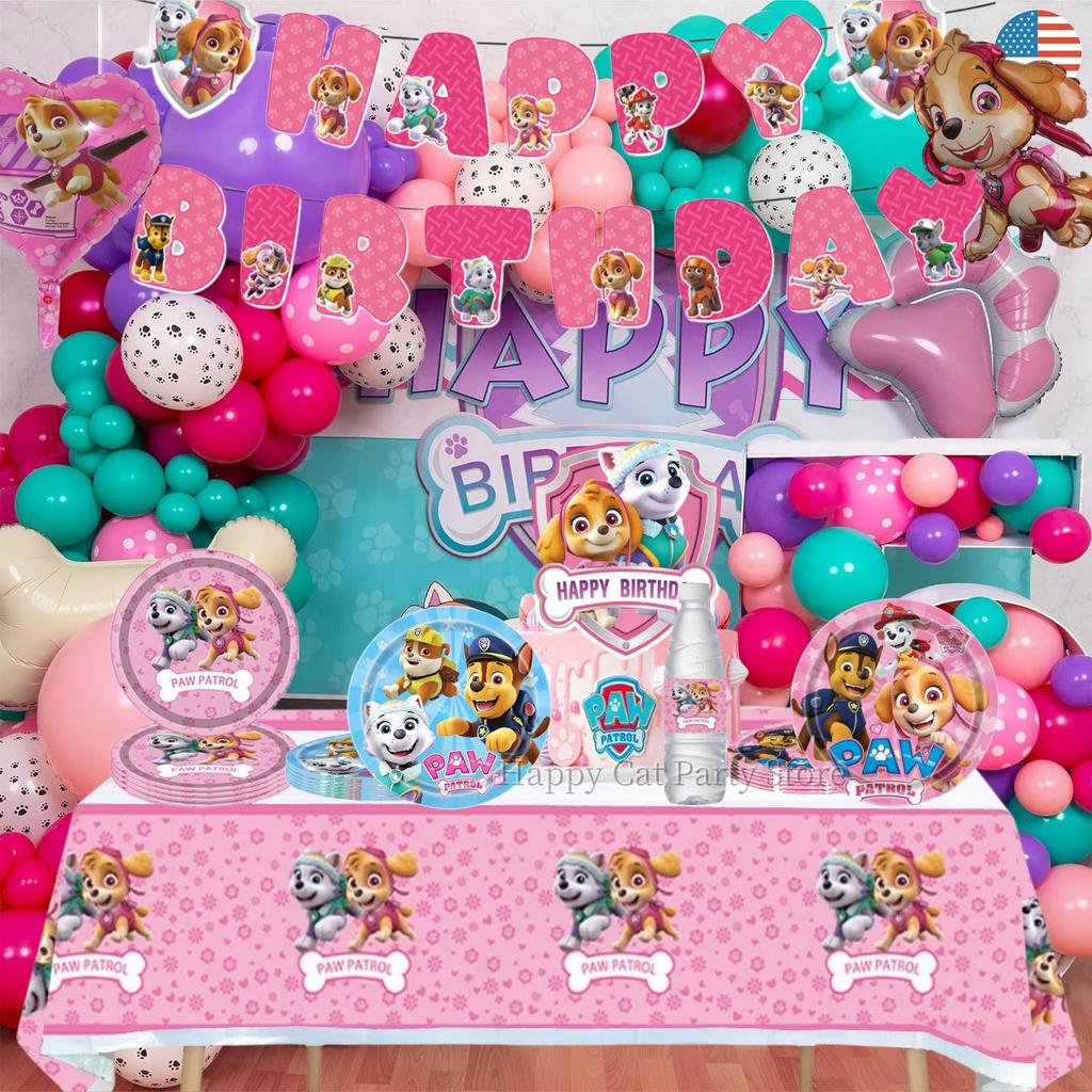 Paw Patrol Birthday Party Decor Dog Skye Disposable Tableware Tablecloth Cup Plate Baby Shower Kids Gift Girl Boy Party Supplies