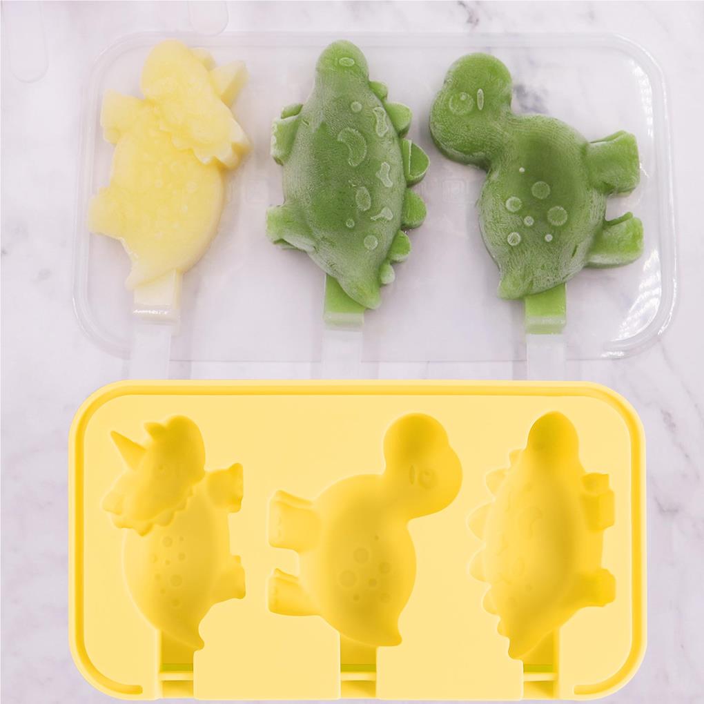 Cute Ice Cream Mould Heat-resistant Silicone Molds 3 Slots Non-stick Food Grade Animal Molds Baking Tool Kitchenware Kitchen