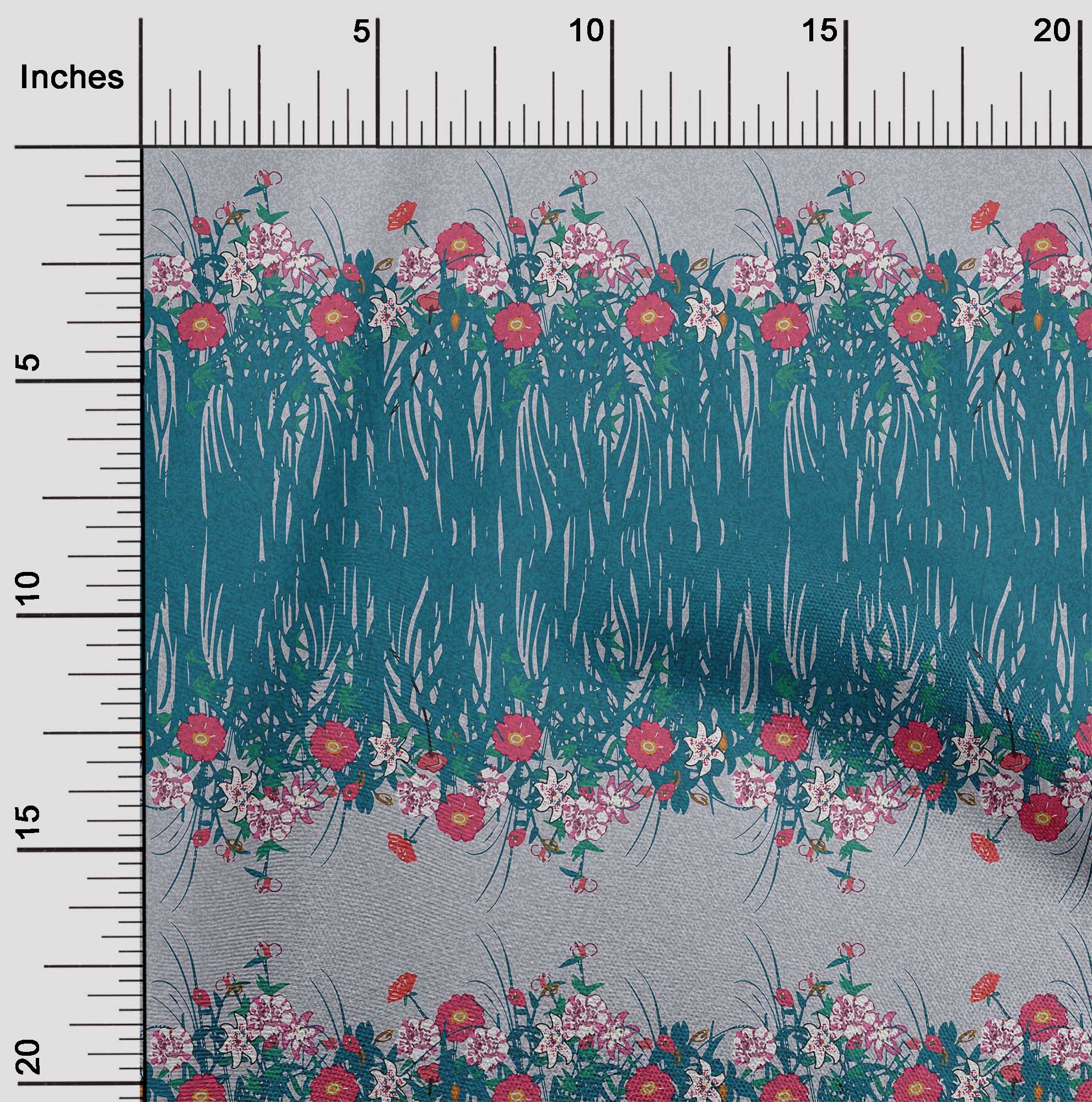 

OneOone бавовняна гнучка тканина з листям і квітковим художнім принтом BTY 40 дюймів 42 Inch Wide - Viscose Chiffon чирок синього кольору