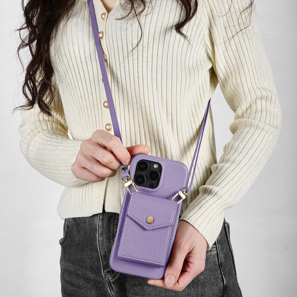 Large Capacity Crossbody Leather Wallet Phone Case with Kickstand Anti-drop for Apple iPhone 16 11 12 15 Pro Protective Mobile Cover