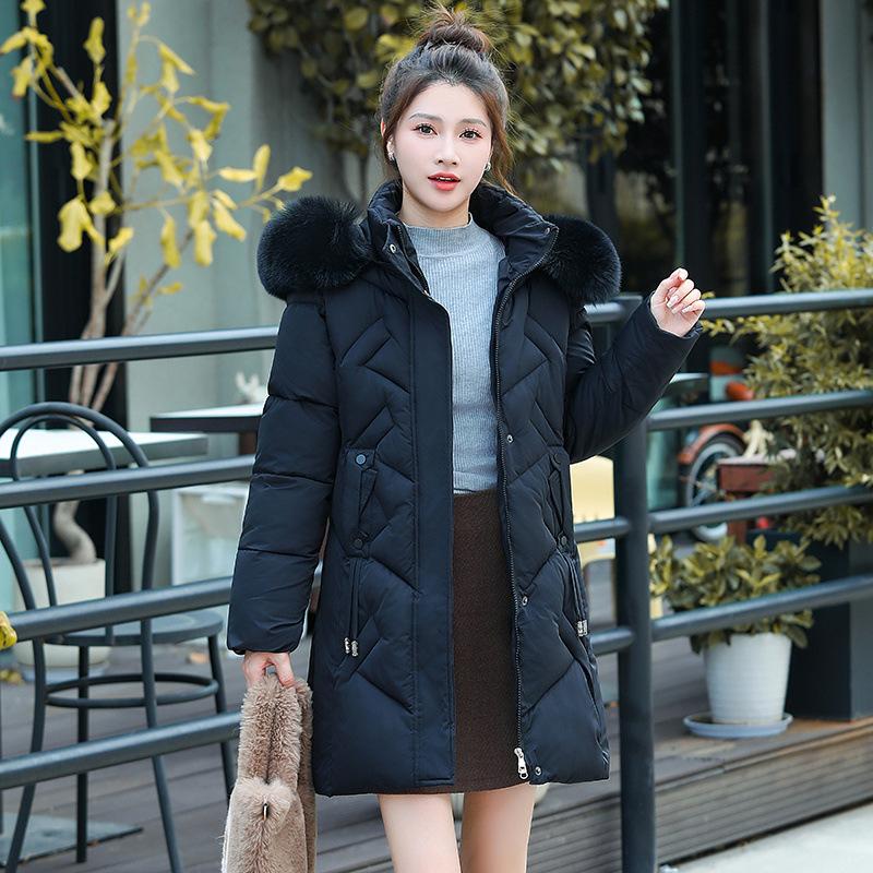New Middle-aged and Old-aged Cotton-padded Jacket Female Mother Installed Hooded Cotton-padded Jacket Plus Size Long Thick Coat.