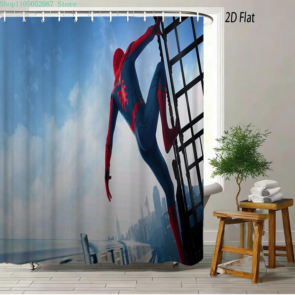 Spider-Man On London Landmark Waterproof Shower Curtain For Superhero Bathroom Decor