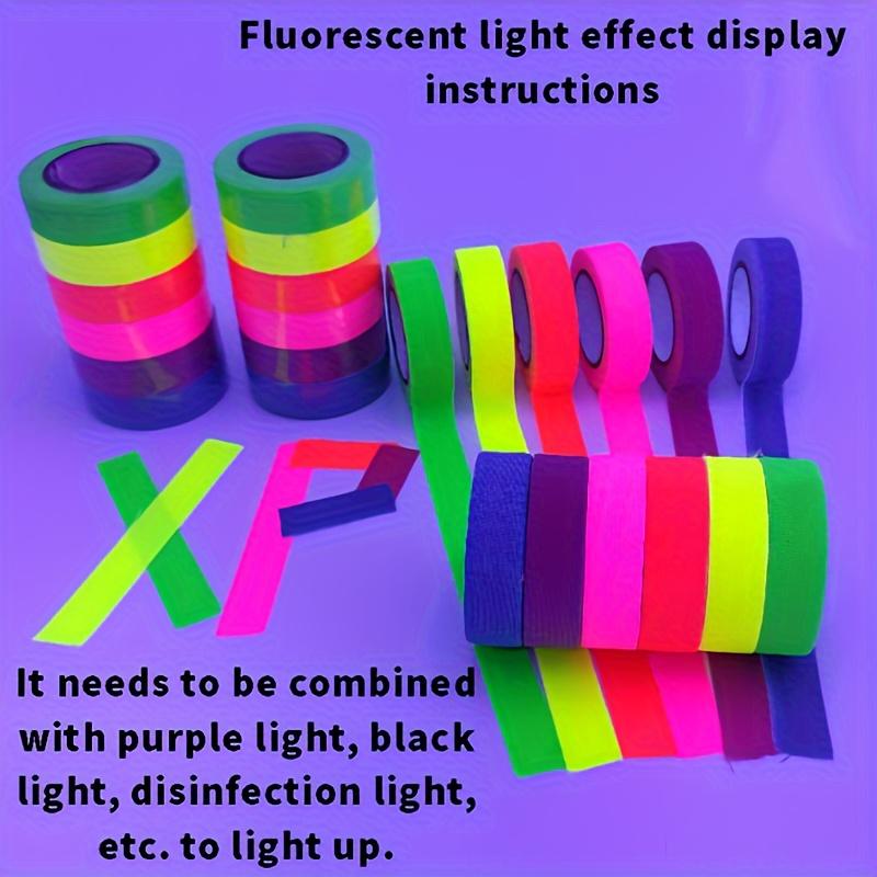 6 ks Neonově zářící páska, 6 barev - Vodotěsná, UV reaktivní fluorescenční samolepka, Reflexní bezpečnostní výstražná páska