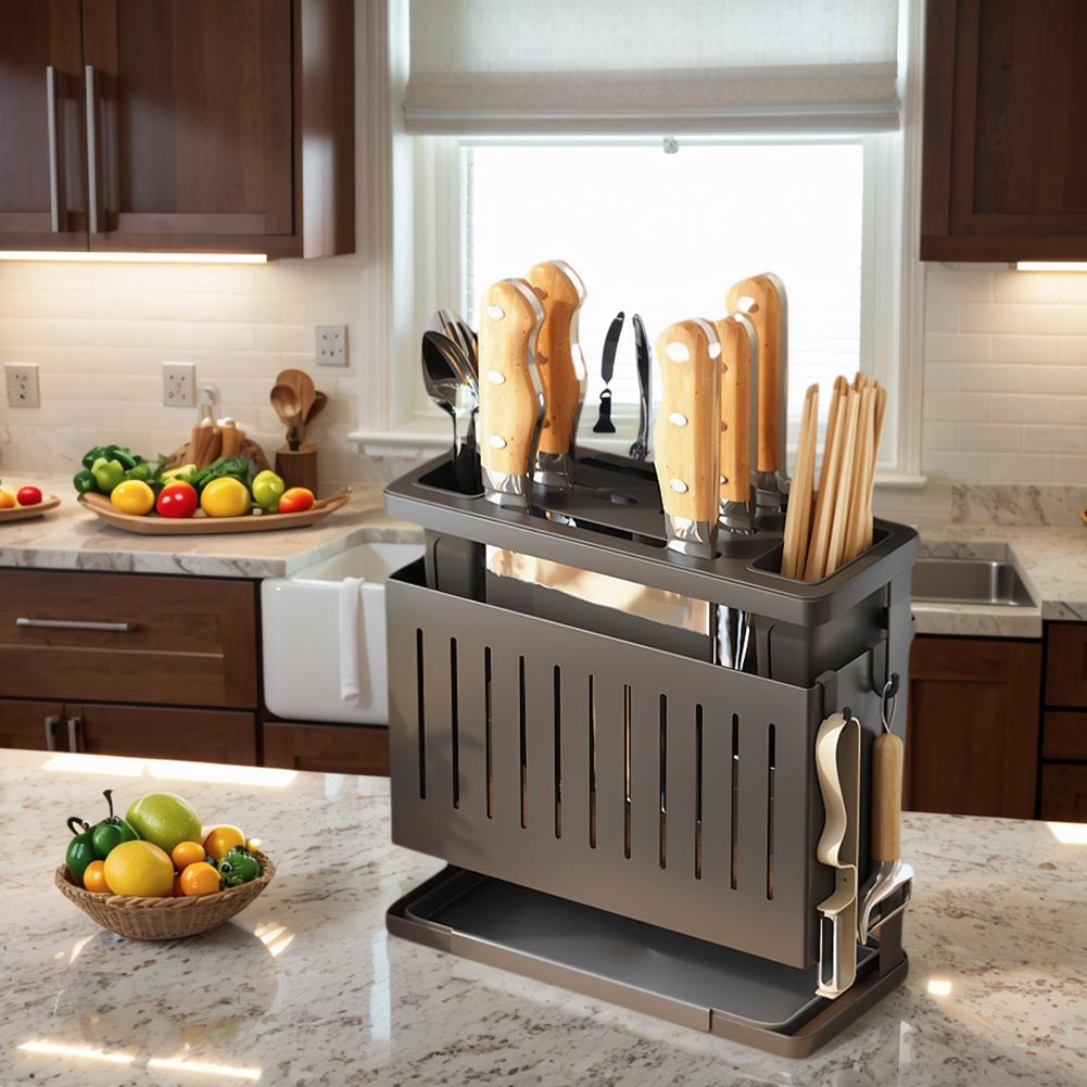 Carbon Steel Knife Holder Space Saving Kitchen Knives Stand Multifunctional Countertop Knife Storage Chef Accessories Home Items