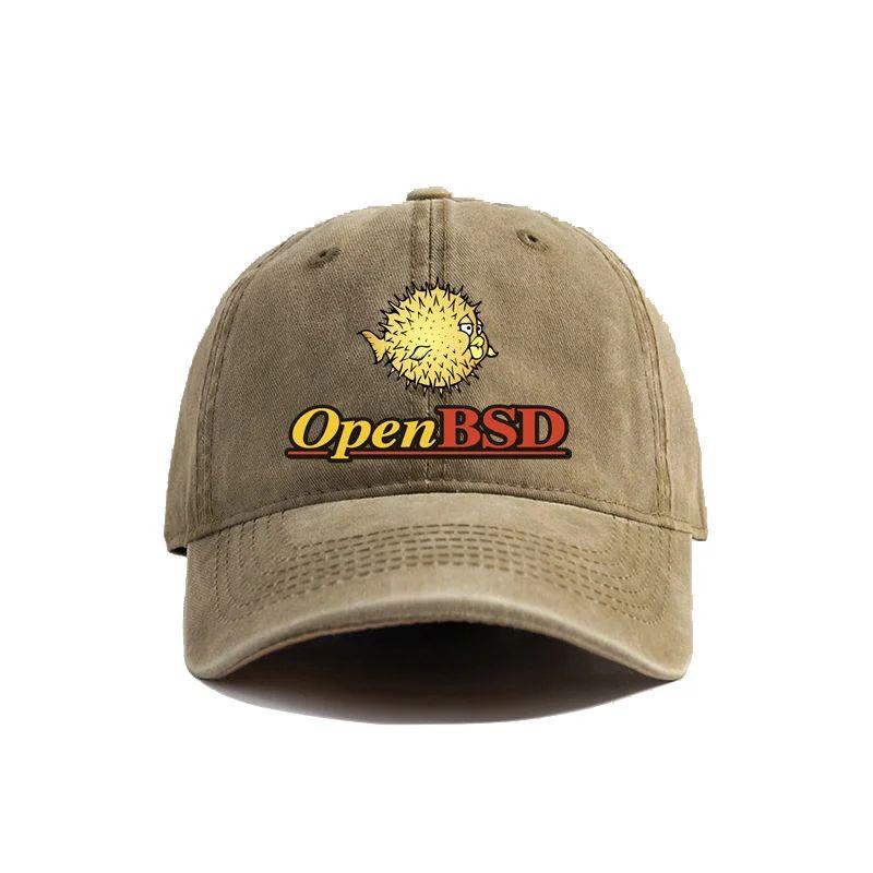 OpenBSD Baseball Caps Distressed Hats Cap Men Women Retro Outdoor Adjustable Hats Leisure Outdoor Sun Protection