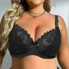 Plus Size Full Cup Thin Lace Bra For Big Bust Women