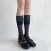 Knee Socks Stockings Women Ultra-thin Transparent Mesh Stockings Calf Socks Lolita Sweet Lace Floral Ruffle Socks Women Stocking