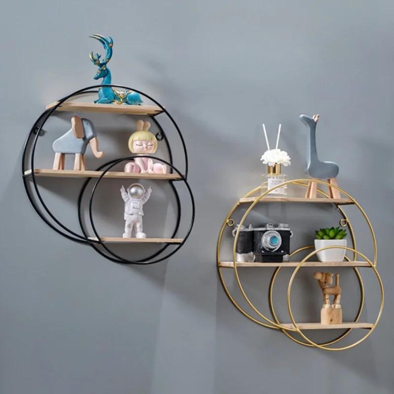 The New Nordic Style Creative Restaurant Wall Decoration Living Room Wall Storage Milk Tea Shop Wall Shelf Without Drilling