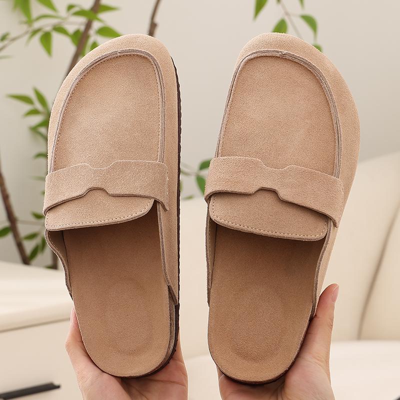Fashion Kidmi Women's Slippers Indoor And Outdoor New Cork Sole Genuine Cow Suede Clogs Comfortable Beach Slippers Popular Potato Shoes