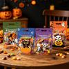 Durable Plastic Storage Containers 4PCS Halloween Candy Treat Bags with Handle, Translucent Stand-up Dessert Theme Holders Pouches, Cartoon