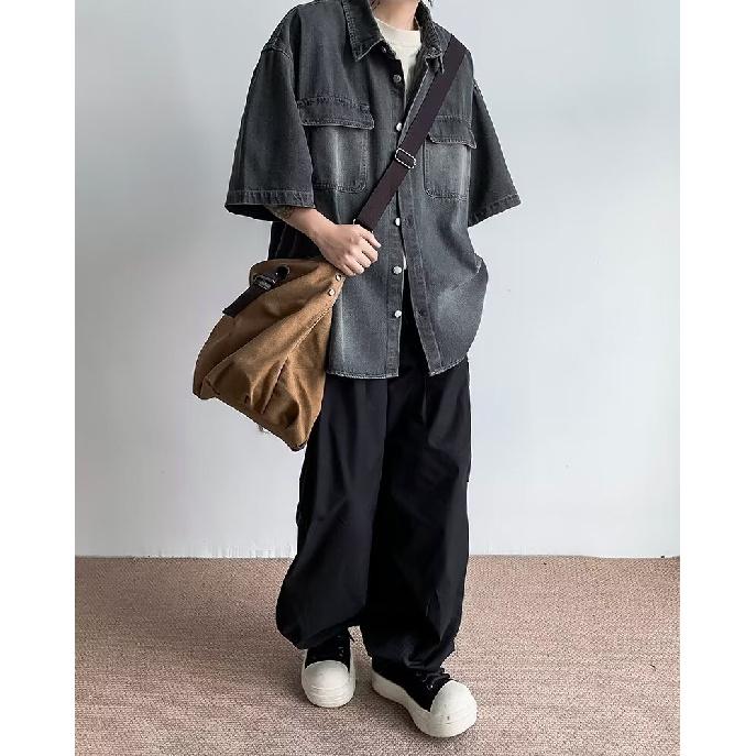 Summer Clothing Men'S Retro Casual Shirt Student Loose Niche Design Fun New Men'S Top For Outdoor Wear
