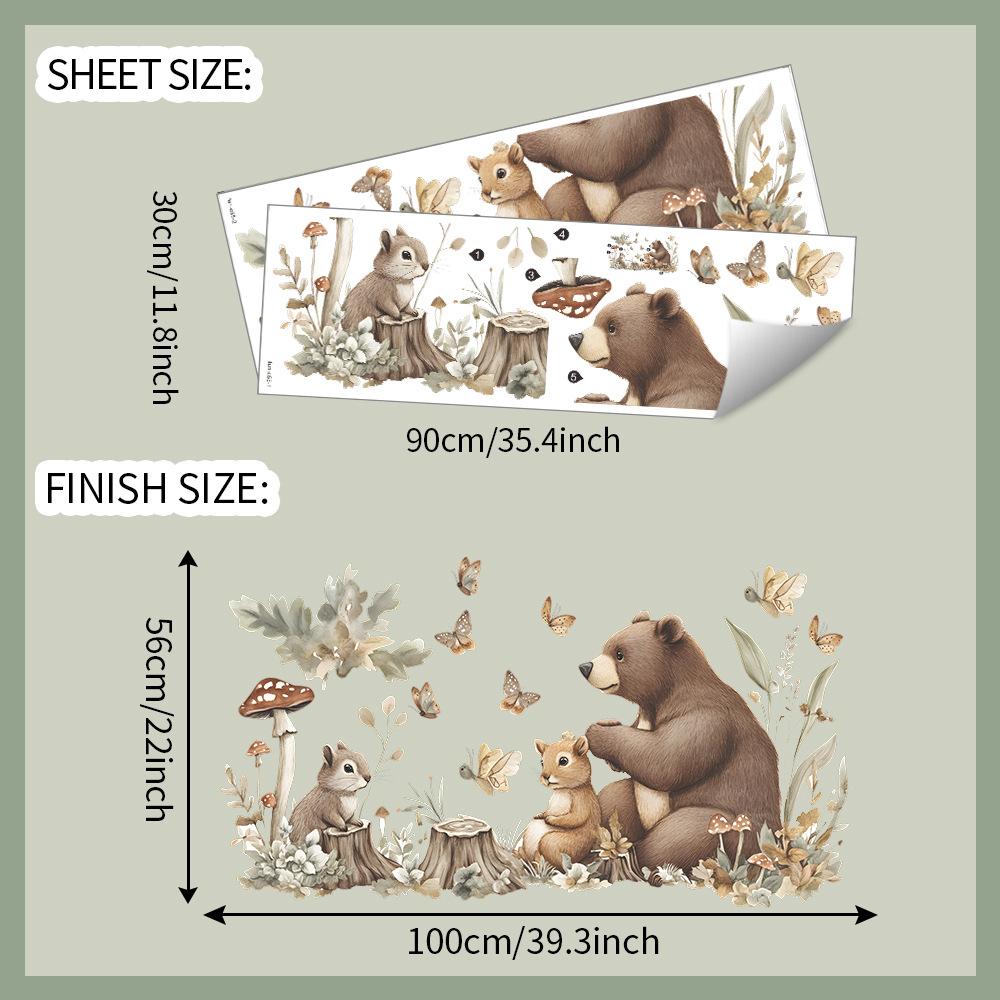 

Мультяшный Коричневый Медведь Белка Бабочка Спальня Гостиная Коммерческое Помещение Фон Украшение Наклейки на Стену