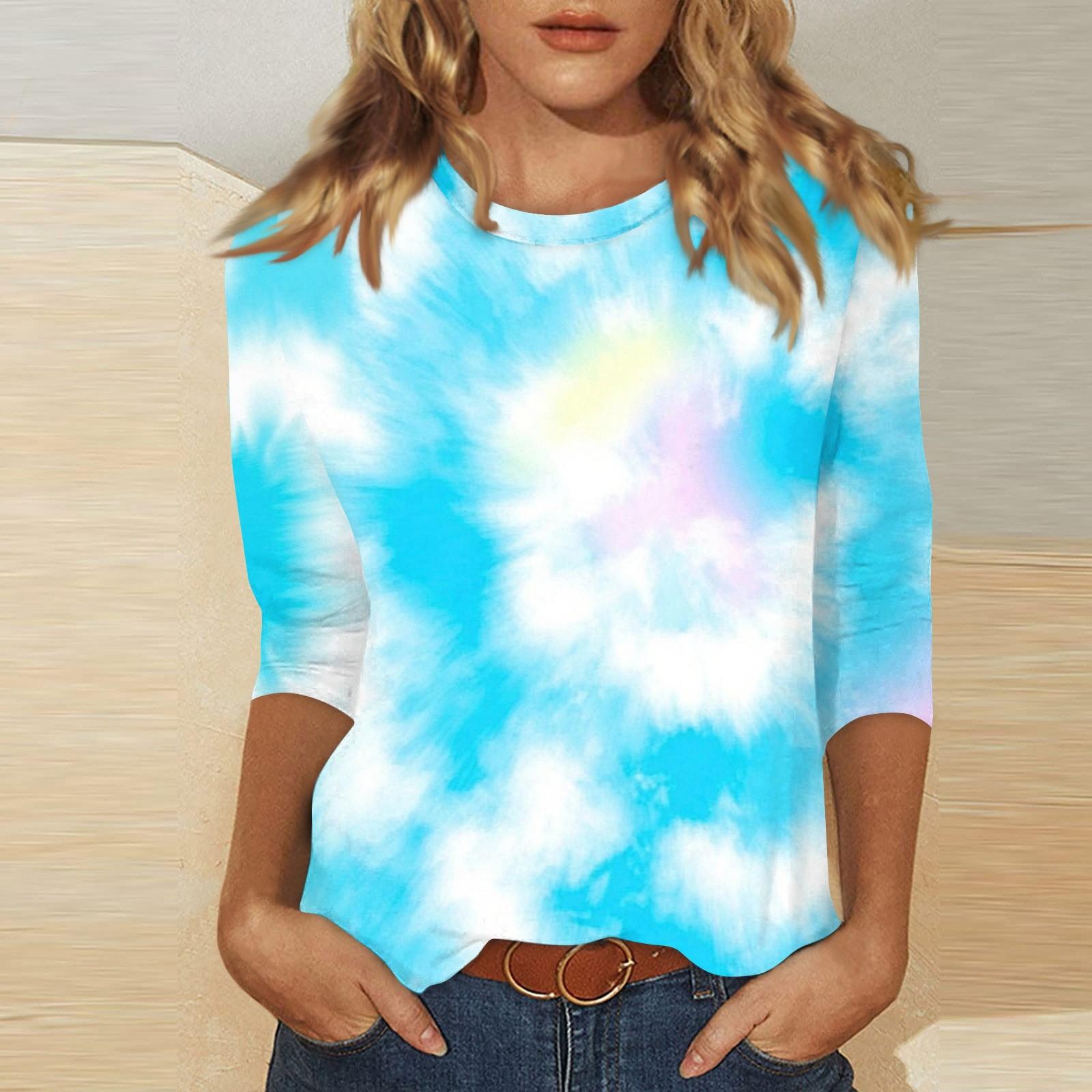 

Женский топ с круглым вырезом, рукавом 3/4 и принтом Эд M