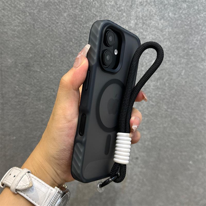 

17 Pro For Magsafe Case for iPhone 17 16 15 14 13 Pro Max Plus With Wristband Lanyard Transparent Hard Wireless Chargeing Cover iPhone 13 ProMax
