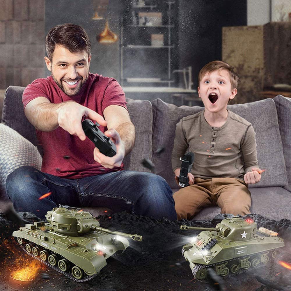 HJKLMM 2.4Ghz Dálkově ovládaný tank, Model amerického středního tanku Sherman M4A3Pershing M26 v měřítku 1:30, Simulace zvuku a akce, Infračervená bitva (M4A3)
