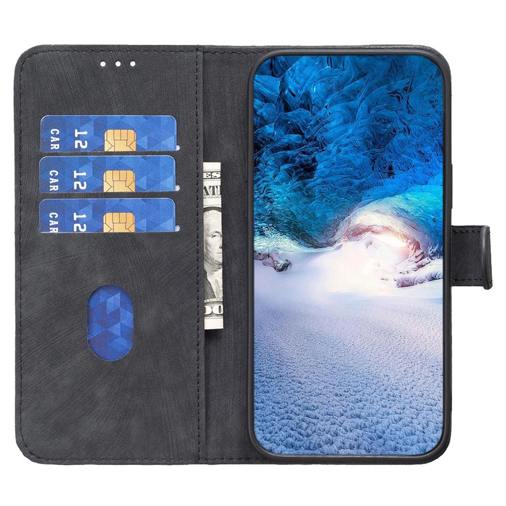 

For iPhone 15 Rhombus Imprinted PU Leather Case Foldable Stand Wallet Phone Cover Green