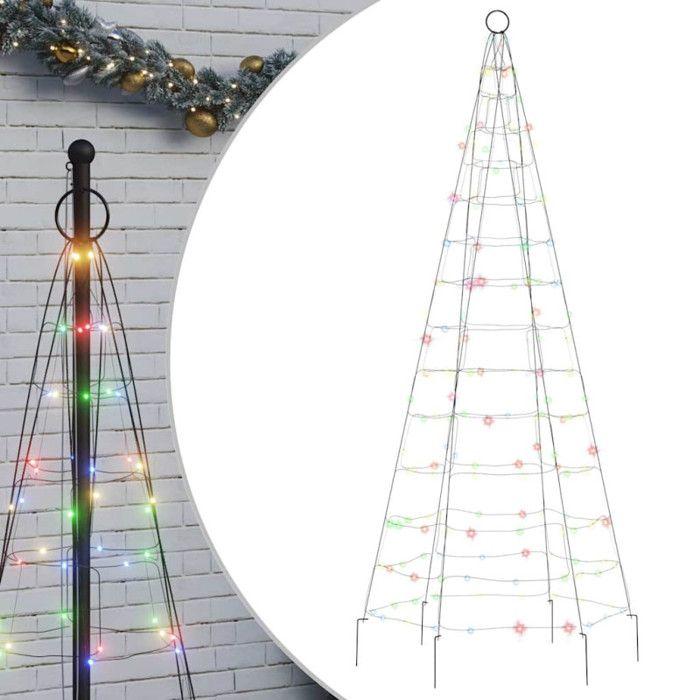 VidaXL LED Christmas Tree On Flagpole 200 LED Colorful 180 Cm, Christmas Decoration, LED Light, Christmas Light 358110