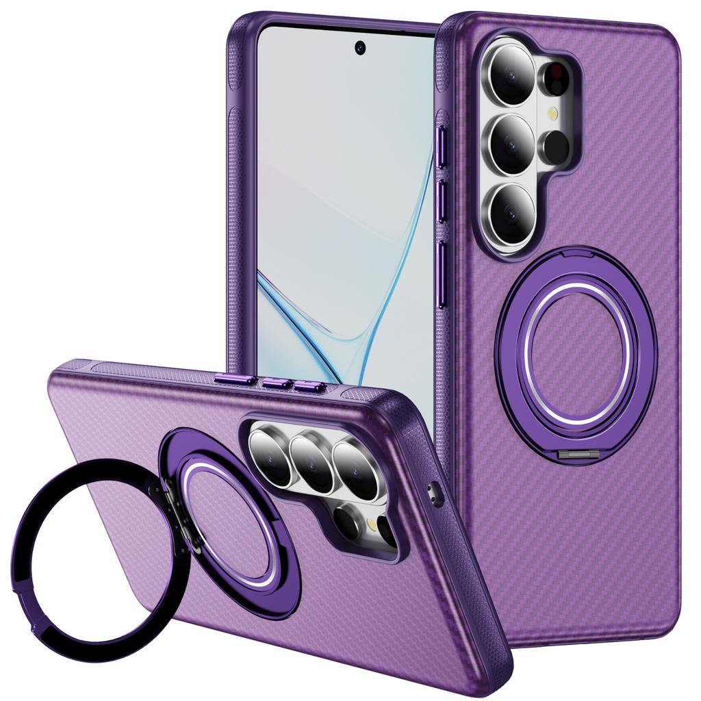 Applicable to Samsung S26Ultra fulcrum carbon fiber pattern magnetic mobile phone case S25Ultra gear bracket S24U cover