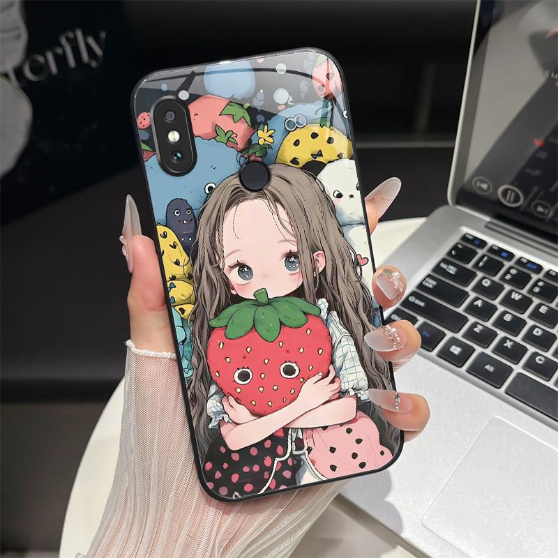 For Redmi Note 5/Note 6 Phone Case Trendy Design Tempered Glass Bumper For Xiaomi Redmi Note 5 6 Pro Full Protection Back Covers