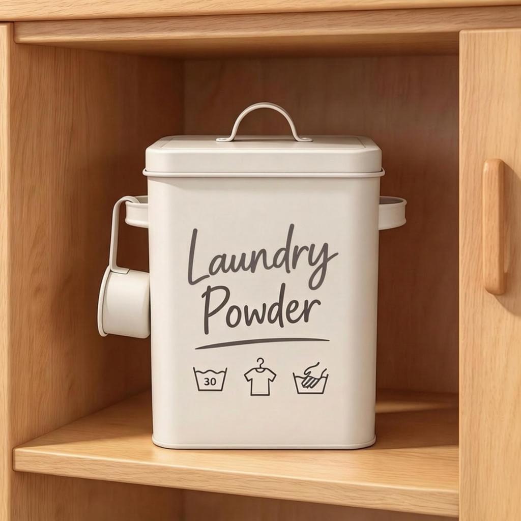 Rectangular Metal Washing Powder Canister with Handles DampresistantResistant Laundry Storage Tin