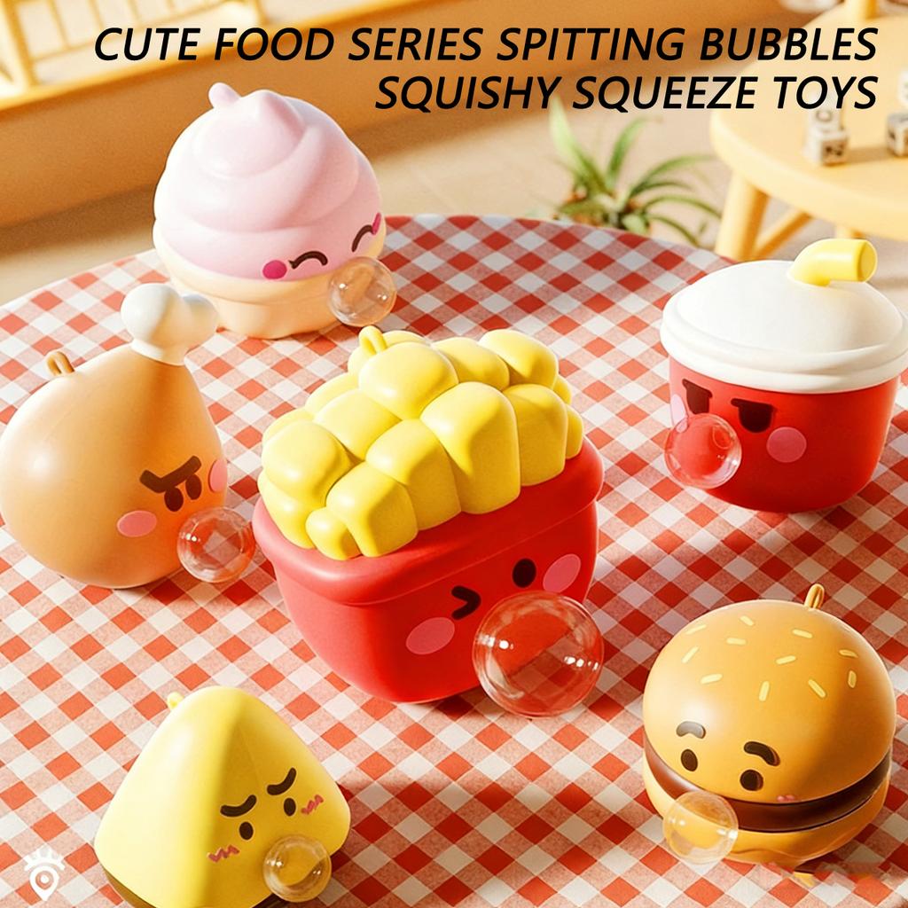 Cartoon Toys Toys Cute Food Series Spitting Bubbles Squeeze Stress-relieving Anxiety Stress Relief Fidget Sensory For Adults