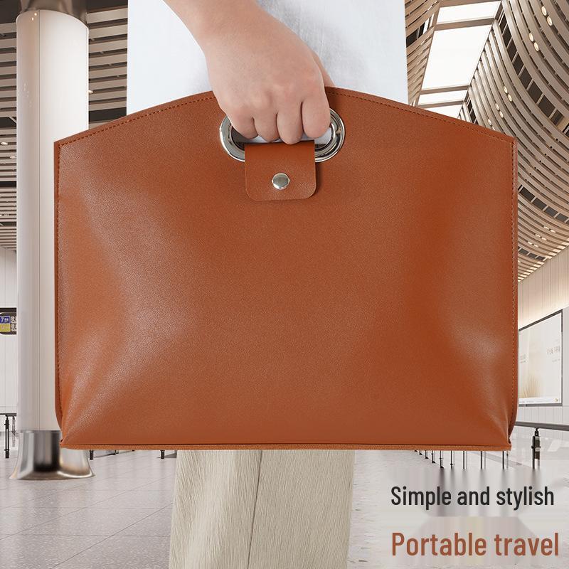 Elegant Women's Soft Leather Laptop Tote - High-End, Large Capacity, Fashionable Briefcase for Work and Commuting.