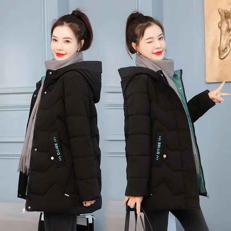 Women Autumn Winter Clothing Down Cotton Jacket Korean Mid-length Loose Thick Coat