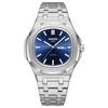 Waterproof Mens Square Quartz Watch Luminous Day Date Display Steel Strap Classic Casual Daily Wristwatch